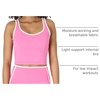 Amazon Essentials Women’s Active FormFlex Buttery Soft Light Support Crop Tank with Bra, Removable Cups(Pink/White)