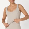 Amazon Essentials Women’s Active FormFlex Buttery Soft Light Support Crop Tank with Bra, Removable Cups(Taupe)