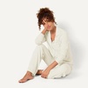 Amazon Essentials Women’s Cotton Modal Long-Sleeve Notch Collar Shirt and Full-Length Elastic Waist Pajama Pant Set(Beige)