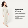 Amazon Essentials Women’s Cotton Modal Long-Sleeve Notch Collar Shirt and Full-Length Elastic Waist Pajama Pant Set(Beige)