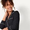 Amazon Essentials Women’s Cotton Modal Long-Sleeve Notch Collar Shirt and Full-Length Elastic Waist Pajama Pant Set(Black)