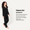 Amazon Essentials Women’s Cotton Modal Long-Sleeve Notch Collar Shirt and Full-Length Elastic Waist Pajama Pant Set(Black)