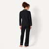 Amazon Essentials Women’s Cotton Modal Long-Sleeve Notch Collar Shirt and Full-Length Elastic Waist Pajama Pant Set(Black)