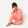 Amazon Essentials Women’s Cotton Modal Long-Sleeve Notch Collar Shirt and Full-Length Elastic Waist Pajama Pant Set(Coral Pink)