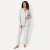 Amazon Essentials Women’s Cotton Modal Long-Sleeve Notch Collar Shirt and Full-Length Elastic Waist Pajama Pant Set(Grey Heather)
