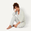 Amazon Essentials Women’s Cotton Modal Long-Sleeve Notch Collar Shirt and Full-Length Elastic Waist Pajama Pant Set(Heather Grey)