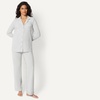 Amazon Essentials Women’s Cotton Modal Long-Sleeve Notch Collar Shirt and Full-Length Elastic Waist Pajama Pant Set(Heather Grey)