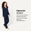 Amazon Essentials Women’s Cotton Modal Long-Sleeve Notch Collar Shirt and Full-Length Elastic Waist Pajama Pant Set(Navy)