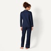 Amazon Essentials Women’s Cotton Modal Long-Sleeve Notch Collar Shirt and Full-Length Elastic Waist Pajama Pant Set(Navy)