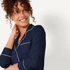 Amazon Essentials Women’s Cotton Modal Long-Sleeve Notch Collar Shirt and Full-Length Elastic Waist Pajama Pant Set(Navy)