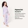 Amazon Essentials Women’s Cotton Modal Long-Sleeve Notch Collar Shirt and Full-Length Elastic Waist Pajama Pant Set(Pale Blue)