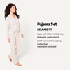 Amazon Essentials Women’s Cotton Modal Long-Sleeve Notch Collar Shirt and Full-Length Elastic Waist Pajama Pant Set(Pale Pink)