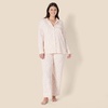 Amazon Essentials Women’s Cotton Modal Long-Sleeve Notch Collar Shirt and Full-Length Elastic Waist Pajama Pant Set(Silhouette Floral Outline)
