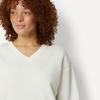 Amazon Essentials Women’s Oversized V-Neck Fleece Pullover Sweatshirt(Cream)