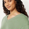 Amazon Essentials Women’s Oversized V-Neck Fleece Pullover Sweatshirt(Sage Green)