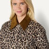 Amazon Essentials Women’s Oversized-Fit Cropped Heavyweight Denim Jacket with Contrast Corduroy Collar(Black Brown Animal Print)