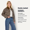 Amazon Essentials Women’s Oversized-Fit Cropped Heavyweight Denim Jacket with Contrast Corduroy Collar(Black Brown Animal Print)