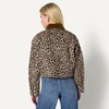 Amazon Essentials Women’s Oversized-Fit Cropped Heavyweight Denim Jacket with Contrast Corduroy Collar(Black Brown Animal Print)