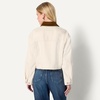 Amazon Essentials Women’s Oversized-Fit Cropped Heavyweight Denim Jacket with Contrast Corduroy Collar(Ecru)
