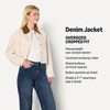 Amazon Essentials Women’s Oversized-Fit Cropped Heavyweight Denim Jacket with Contrast Corduroy Collar(Ecru)