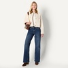 Amazon Essentials Women’s Oversized-Fit Cropped Heavyweight Denim Jacket with Contrast Corduroy Collar(Ecru)