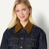 Amazon Essentials Women’s Oversized-Fit Cropped Heavyweight Denim Jacket with Contrast Corduroy Collar(Rinse)