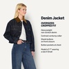 Amazon Essentials Women’s Oversized-Fit Cropped Heavyweight Denim Jacket with Contrast Corduroy Collar(Rinse)