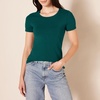 Amazon Essentials Women’s Regular-Fit Short-Sleeve Crewneck T-Shirt, Cotton Modal Blend, Pack of 2(2-pack Dark Green/Powder Blue)