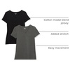 Amazon Essentials Women’s Regular-Fit Short-Sleeve Crewneck T-Shirt, Cotton Modal Blend, Pack of 2(Black/Charcoal Heather)