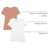 Amazon Essentials Women’s Regular-Fit Short-Sleeve Crewneck T-Shirt, Cotton Modal Blend, Pack of 2(Light Brown/White)