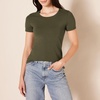 Amazon Essentials Women’s Regular-Fit Short-Sleeve Crewneck T-Shirt, Cotton Modal Blend, Pack of 2(Olive/Oatmeal Heather)