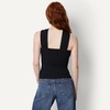 Amazon Essentials Women’s Slim-Fit Ribbed Halter Top with Resin Detail(Black)