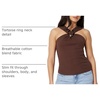 Amazon Essentials Women’s Slim-Fit Ribbed Halter Top with Resin Detail(Chocolate)