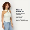 Amazon Essentials Women’s Slim-Fit Ribbed Halter Top with Resin Detail(Cream)
