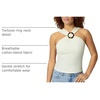 Amazon Essentials Women’s Slim-Fit Ribbed Halter Top with Resin Detail(Cream)