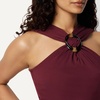 Amazon Essentials Women’s Slim-Fit Ribbed Halter Top with Resin Detail(Dark Burgundy)