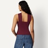 Amazon Essentials Women’s Slim-Fit Ribbed Halter Top with Resin Detail(Dark Burgundy)