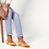 Amazon Essentials Women’s Square-Toe Mary Jane Ballet Flat with Adjustable Metal Buckle Strap, Non-Slip Low Heel, Cushioned(Apricot Orange Velvet)