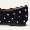 Amazon Essentials Women’s Square-Toe Mary Jane Ballet Flat with Adjustable Metal Buckle Strap, Non-Slip Low Heel, Cushioned(Black Faux Suede/Crystals)