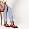 Amazon Essentials Women’s Square-Toe Mary Jane Ballet Flat with Adjustable Metal Buckle Strap, Non-Slip Low Heel, Cushioned(Burgundy Velvet)