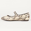 Amazon Essentials Women’s Square-Toe Mary Jane Ballet Flat with Adjustable Metal Buckle Strap, Non-Slip Low Heel, Cushioned(Snake Faux Leather)