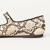 Amazon Essentials Women’s Square-Toe Mary Jane Ballet Flat with Adjustable Metal Buckle Strap, Non-Slip Low Heel, Cushioned(Snake Faux Leather)