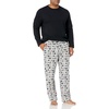 Amazon Essentials Men’s 100% Cotton Flannel Pant and Long-Sleeve T-Shirt Pajama Set(Black/Penguin)