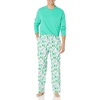 Amazon Essentials Men’s 100% Cotton Flannel Pant and Long-Sleeve T-Shirt Pajama Set(Ecru Festive Tree)