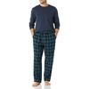 Amazon Essentials Men’s 100% Cotton Flannel Pant and Long-Sleeve T-Shirt Pajama Set(Navy/Tartan)