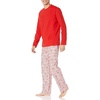 Amazon Essentials Men’s 100% Cotton Flannel Pant and Long-Sleeve T-Shirt Pajama Set(White Forest)