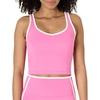 Amazon Essentials Women’s Active FormFlex Buttery Soft Light Support Crop Tank with Bra, Removable Cups(Pink/White)