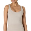 Amazon Essentials Women’s Active FormFlex Buttery Soft Light Support Crop Tank with Bra, Removable Cups(Taupe)