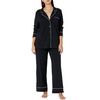 Amazon Essentials Women’s Cotton Modal Long-Sleeve Notch Collar Shirt and Full-Length Elastic Waist Pajama Pant Set(Black)