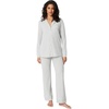 Amazon Essentials Women’s Cotton Modal Long-Sleeve Notch Collar Shirt and Full-Length Elastic Waist Pajama Pant Set(Grey Heather)